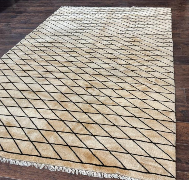German Rug 7x10, Vintage Handmade Carpet, Contemporary