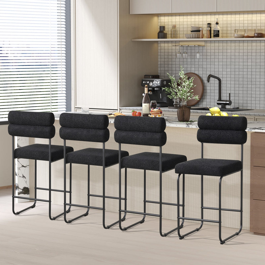 26 Inch Counter Height Bar Stools Set of 2 with Metal Frame and Footrest