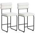 26 Inch Counter Height Bar Stools Set of 2 with Metal Frame and Footrest