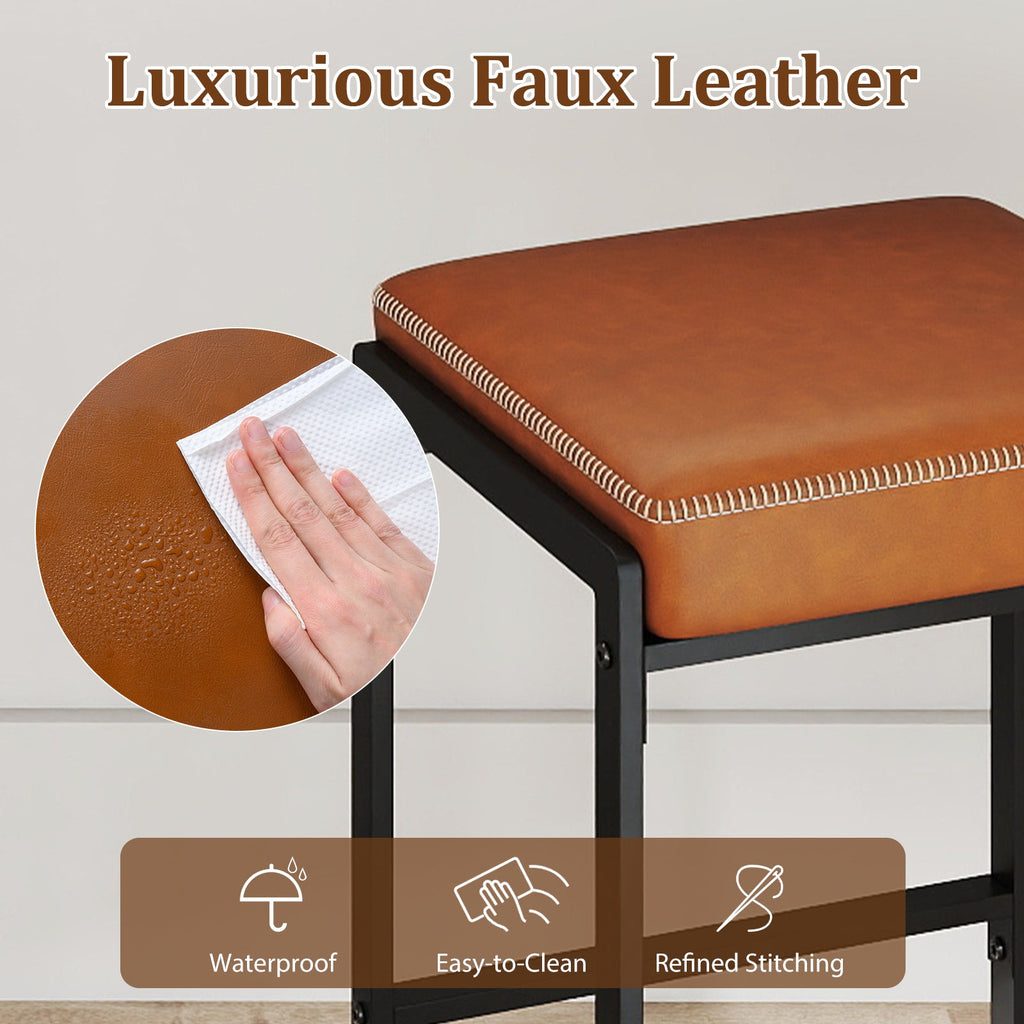 26 inch Bar Stools Set of 4 Counter Height Barstools with Faux Leather Upholstered Seat