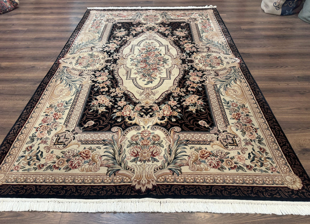 Aubusson Rug 6x9, European Design, Fine 170 KPSI, Elegant Carpet