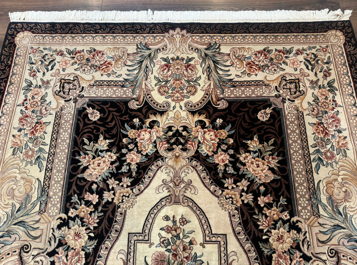 Aubusson Rug 6x9, European Design, Fine 170 KPSI, Elegant Carpet