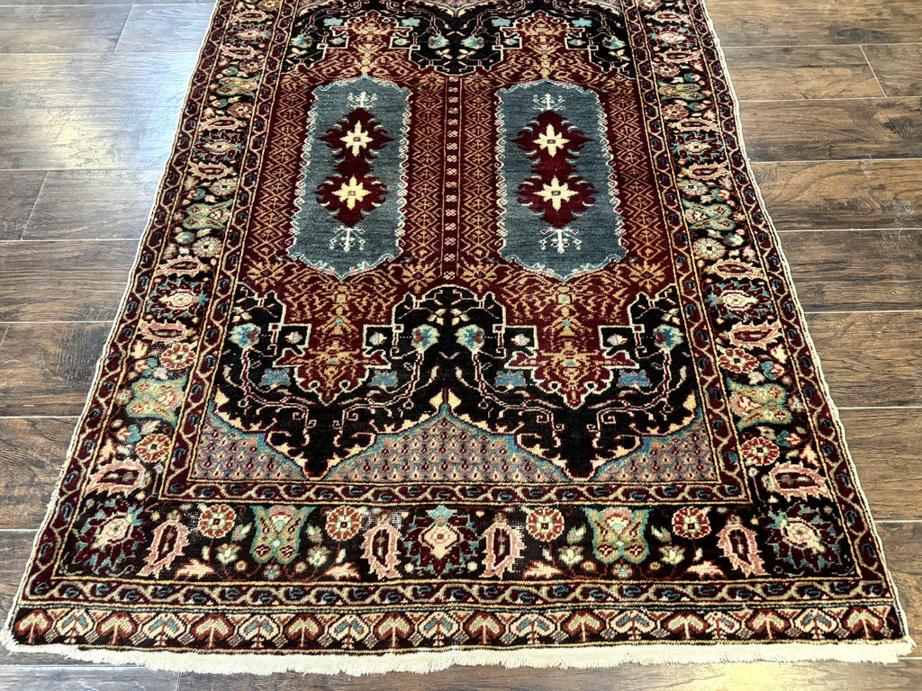 Antique Turkish Rug 4x6, Unique Rare Carpet