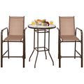3 Pieces Outdoor Patio Bar Table Stool Set