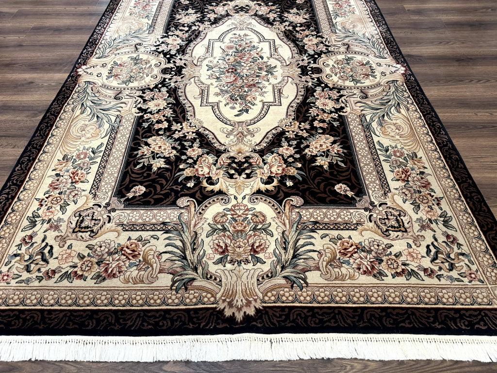 Aubusson Rug 6x9, European Design, Fine 170 KPSI, Elegant Carpet
