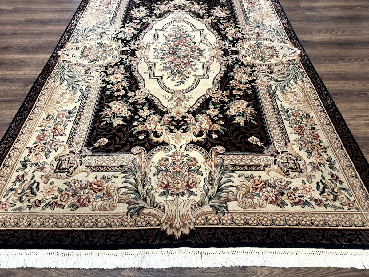 Aubusson Rug 6x9, European Design, Fine 170 KPSI, Elegant Carpet