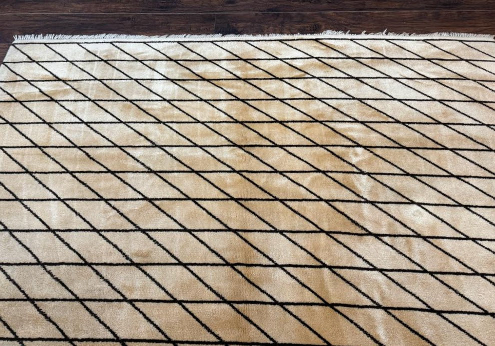 German Rug 7x10, Vintage Handmade Carpet, Contemporary