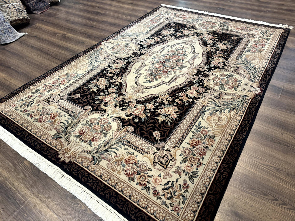 Aubusson Rug 6x9, European Design, Fine 170 KPSI, Elegant Carpet