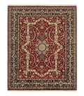 Indo Persian Rug 8x10, Red Vintage Wool Traditional Carpet, Floral, Handmade