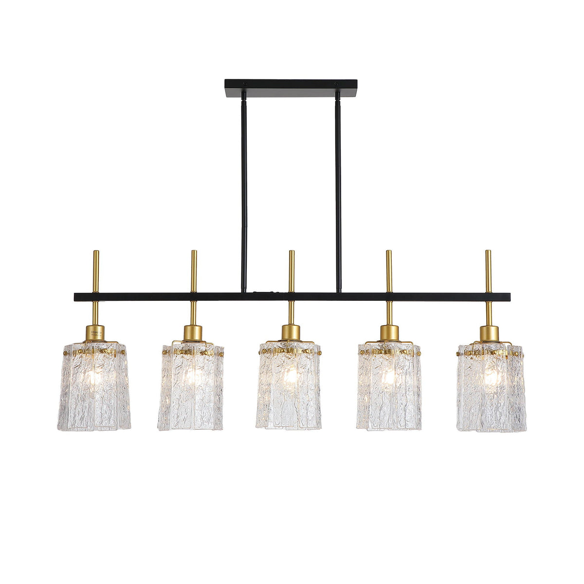 Chandelier 5 Light, Fixture Over Table - Black / Gold