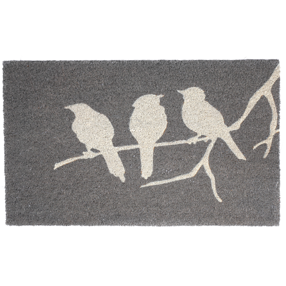 Birds On Branch - Gray Coir Doormat