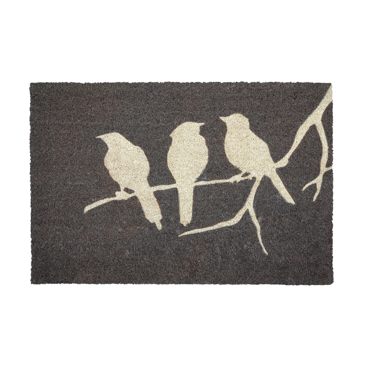 Birds On Branch - Gray Coir Doormat