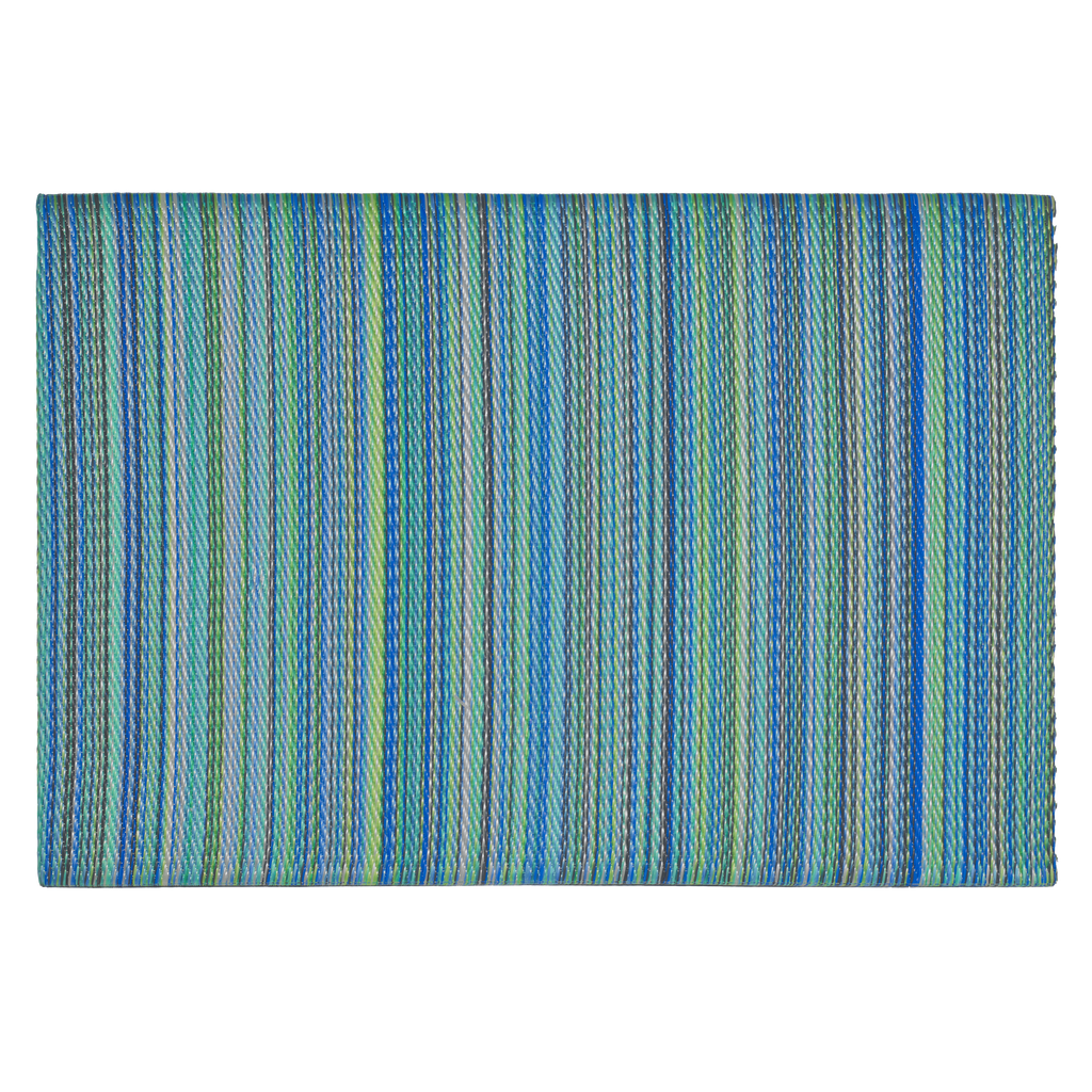 Cancun Turquoise & Moss Green Outdoor Doormat – 24" x 36" Non-Slip, Recycled Plastic