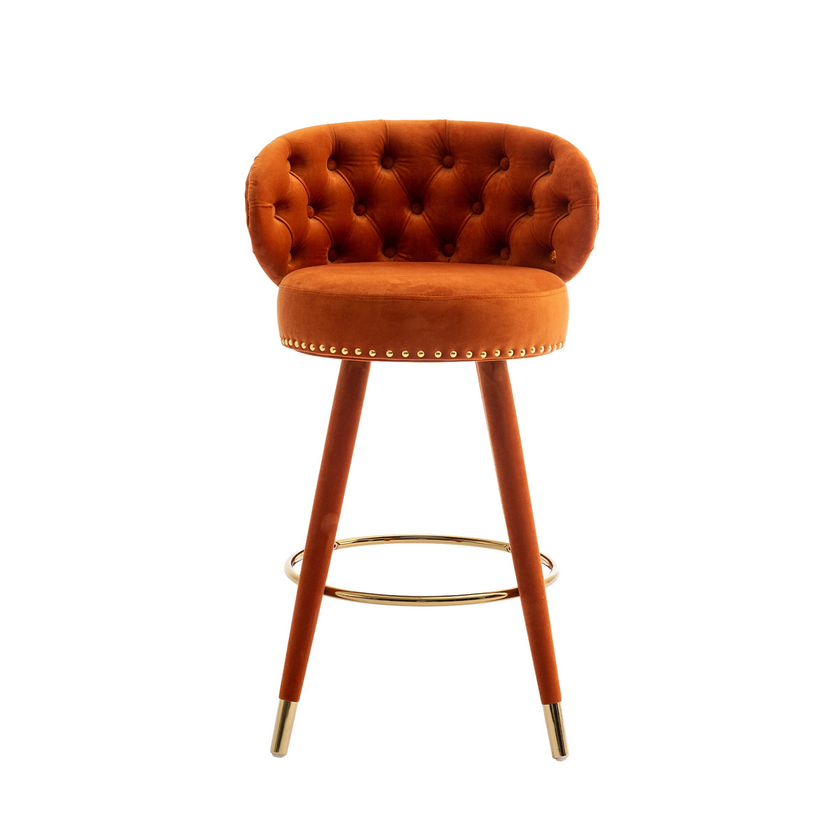 COOLMORE Counter Height Bar Stools Set of 2 for Kitchen Counter Solid Wood Legs with a fixed height of 360 degrees