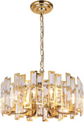 Akeelighting Gold Chandeliers Lighting Modern Crystal Chandelier 6 Light Contemporary Girls Bedroom Dining Room Ceiling Hanging Pendant Chandelier Lighting Fixture
