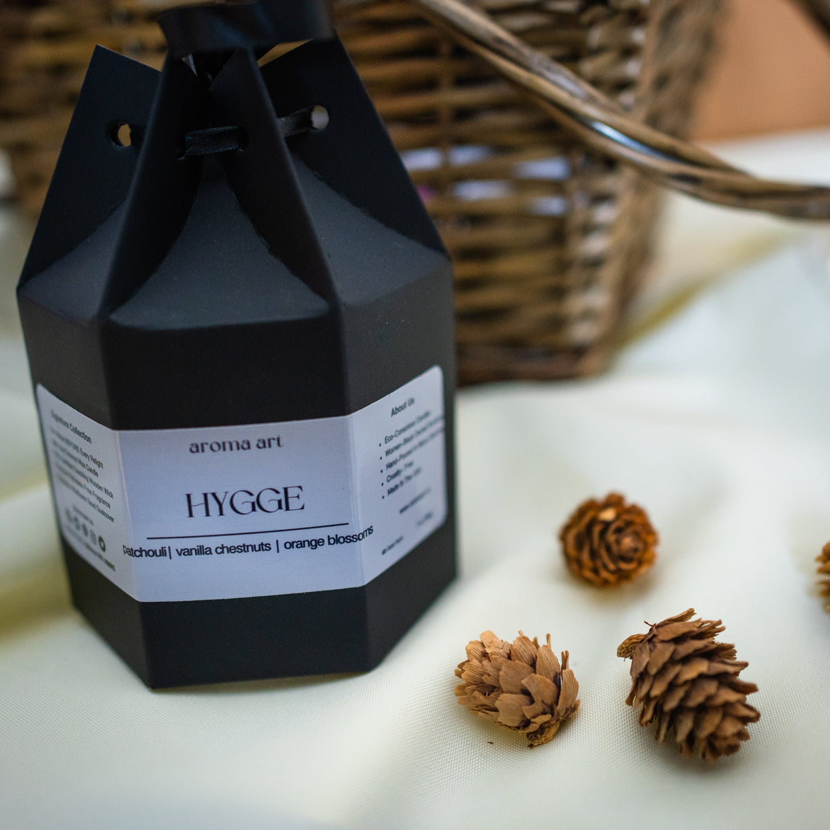 Hygge | Patchouli ~ Vanilla Chestnuts ~ Orange Blossoms| Crackling Wood Wick Gift Candle