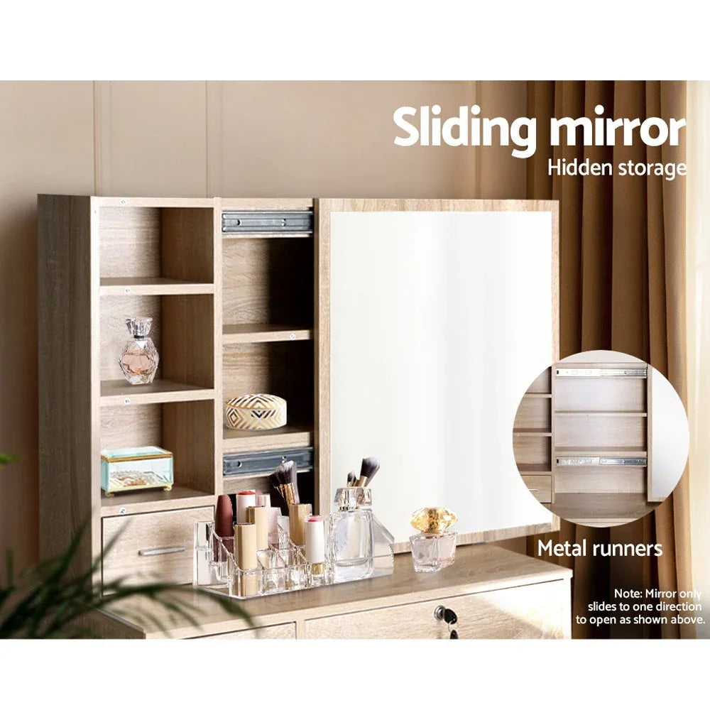 Artiss Dressing Table Stool Set Slide Mirror Makeup Vanity Desk Chair