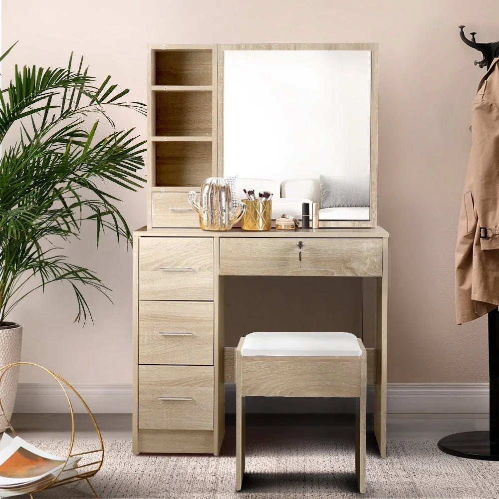Artiss Dressing Table Stool Set Slide Mirror Makeup Vanity Desk Chair