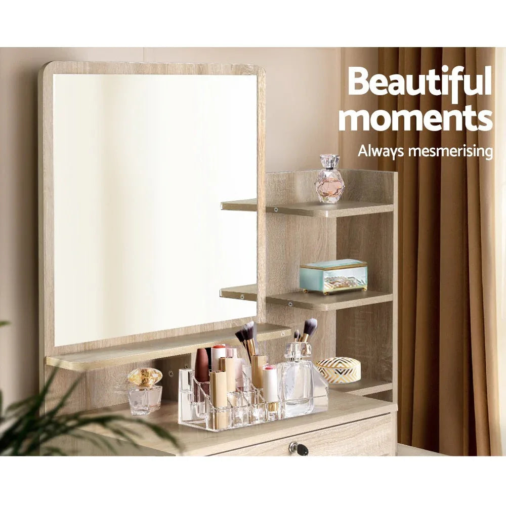Artiss Dressing Table Mirror Stool Set Vanity Makeup Desk Organizer
