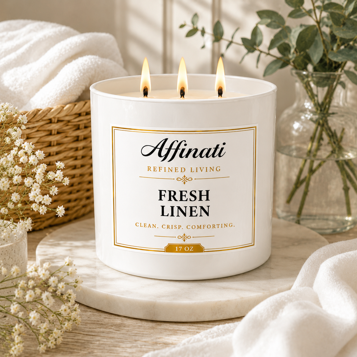 Fresh Linen 3-Wick Candle