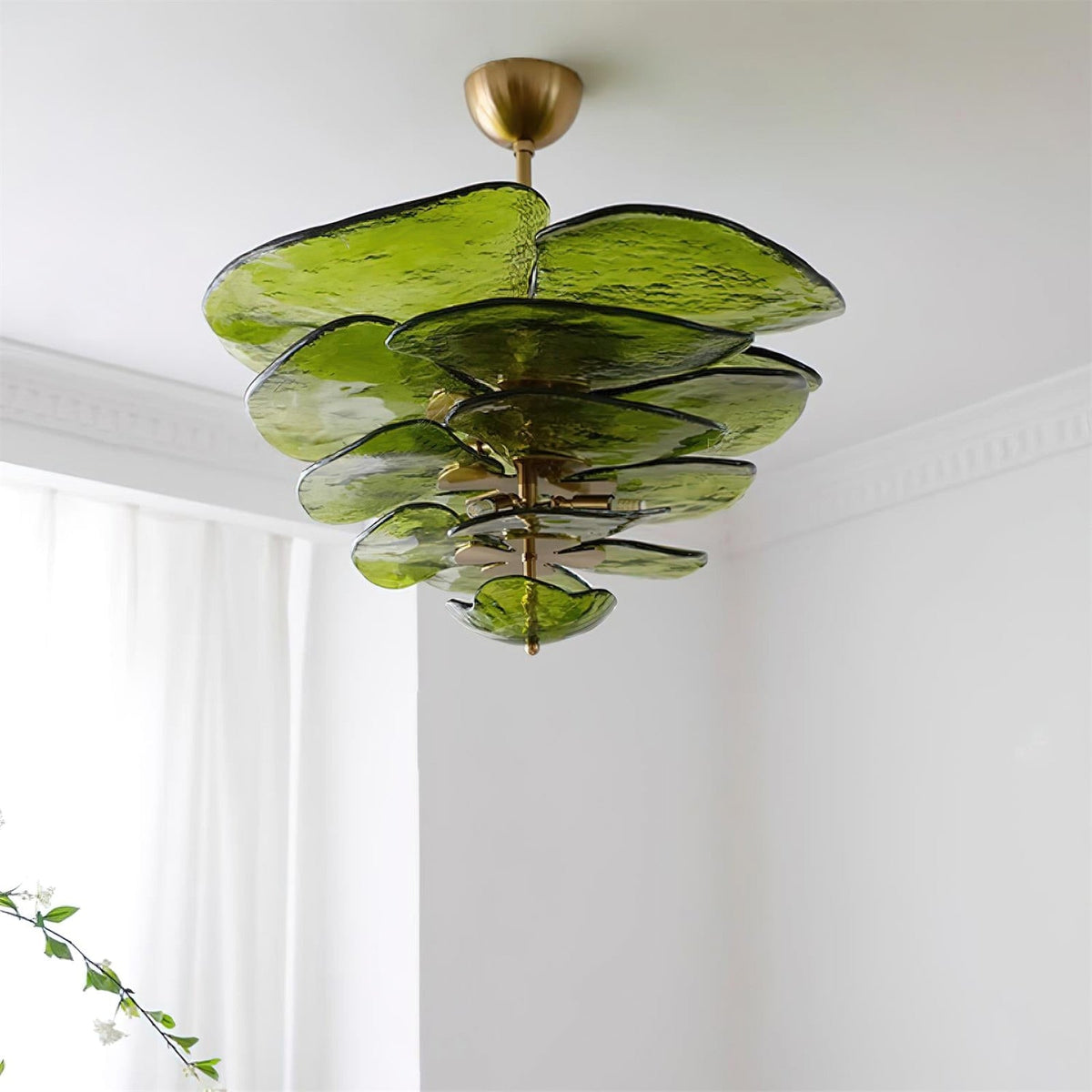 Lotus Leaf Layered Glass Chandelier
