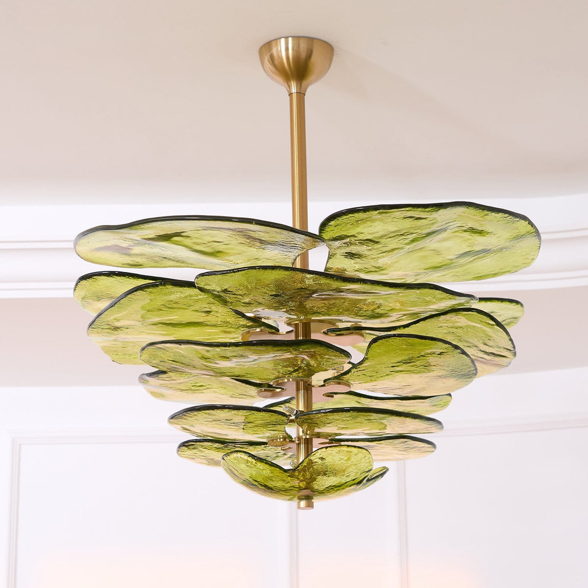 Lotus Leaf Layered Glass Chandelier