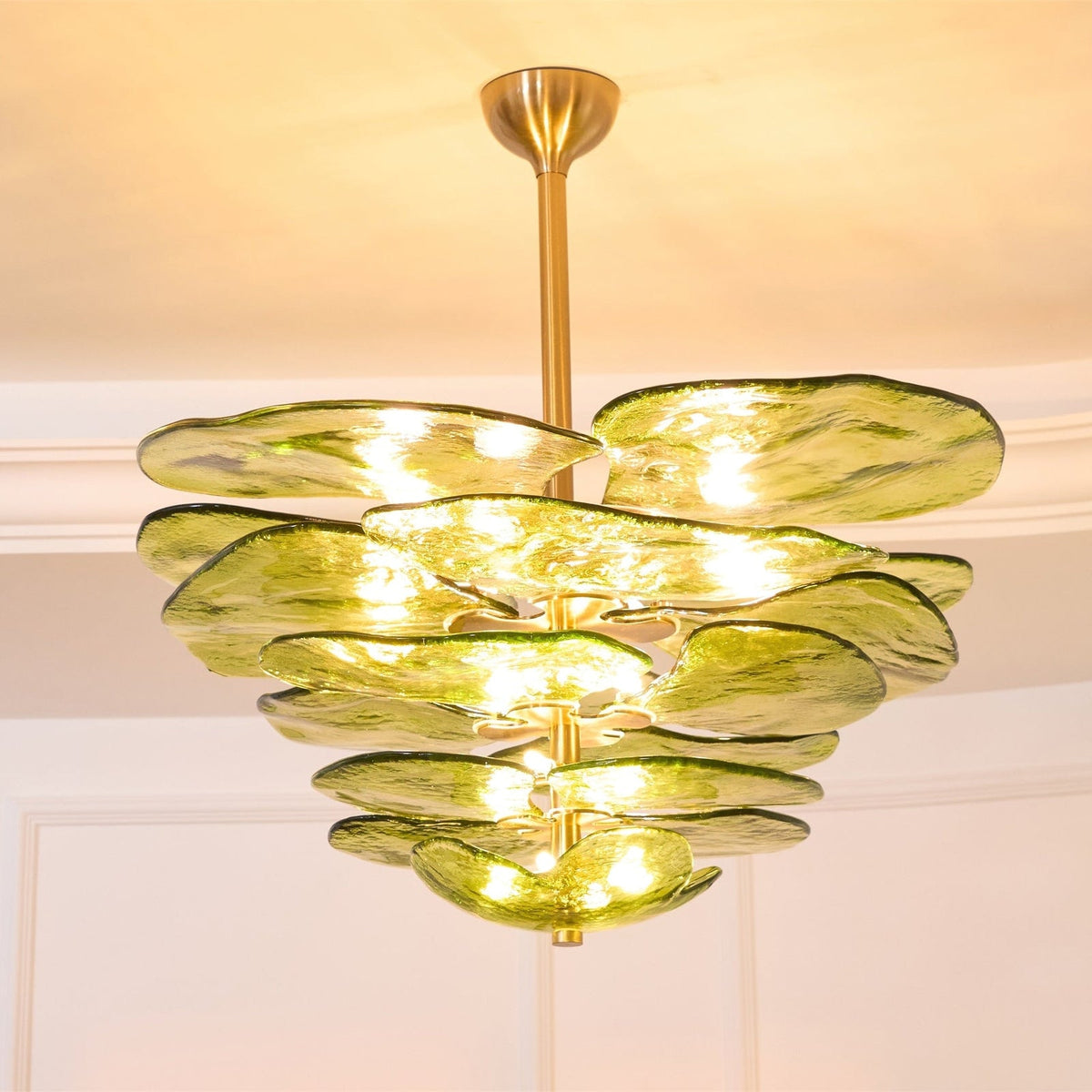 Lotus Leaf Layered Glass Chandelier