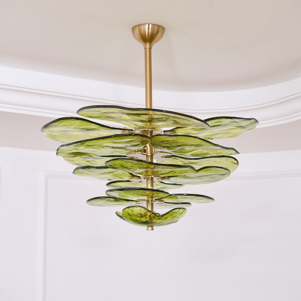 Lotus Leaf Layered Glass Chandelier