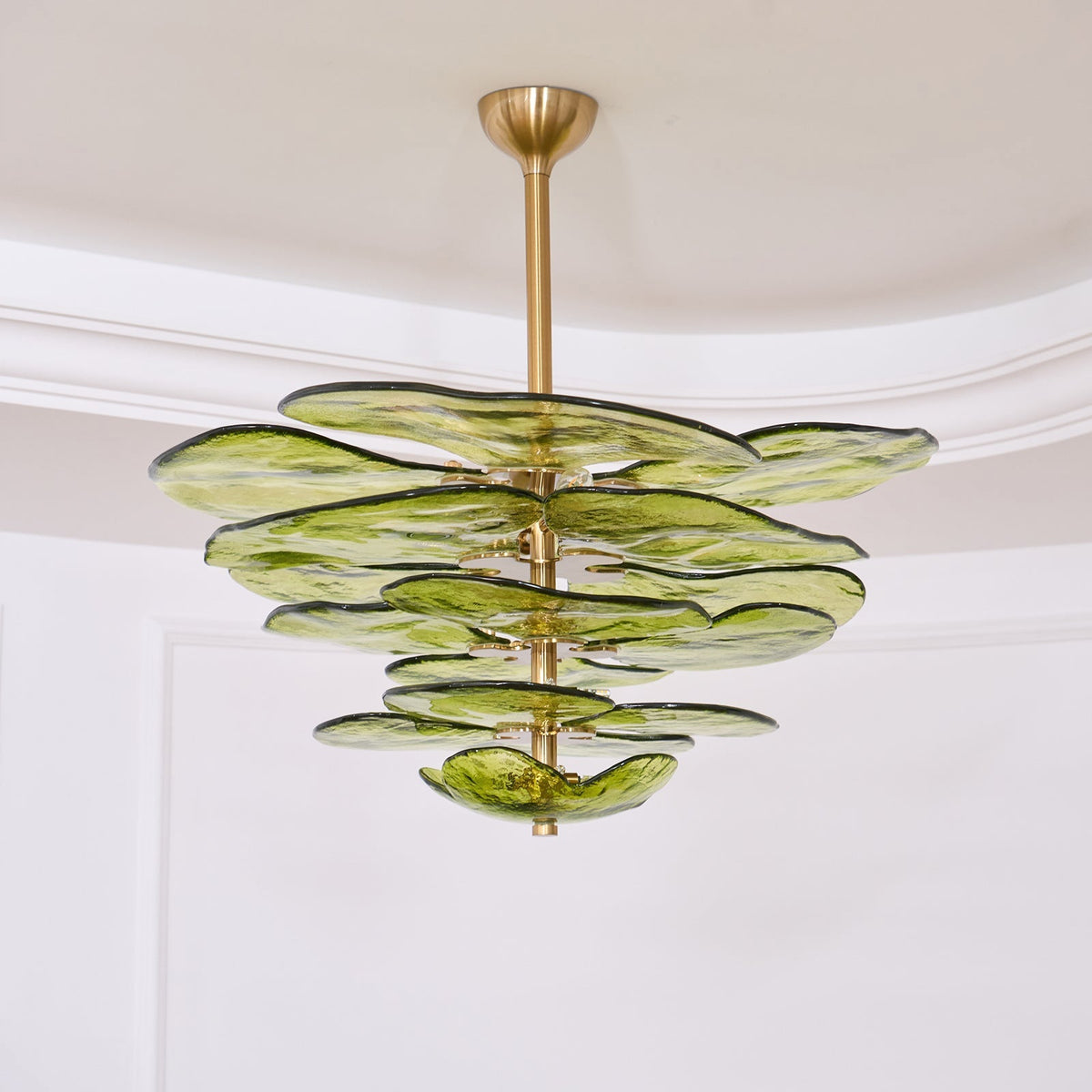 Lotus Leaf Layered Glass Chandelier
