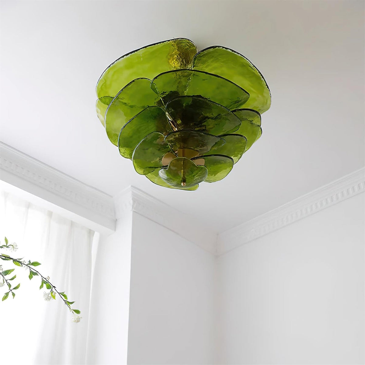 Lotus Leaf Layered Glass Chandelier