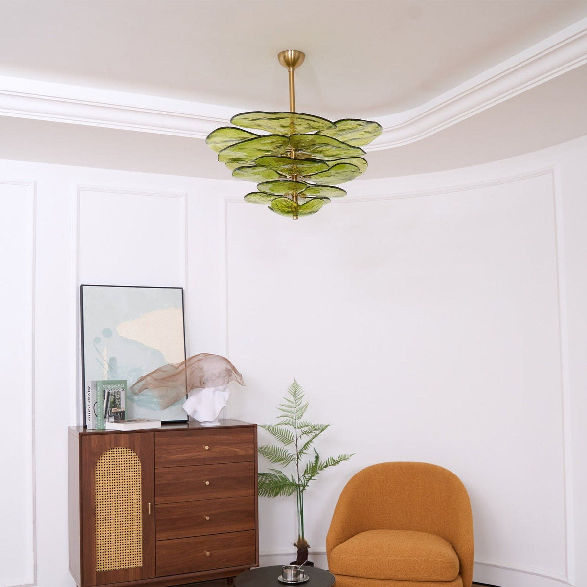 Lotus Leaf Layered Glass Chandelier