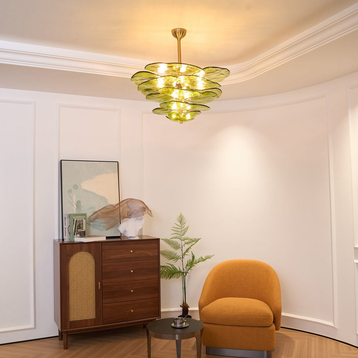 Lotus Leaf Layered Glass Chandelier