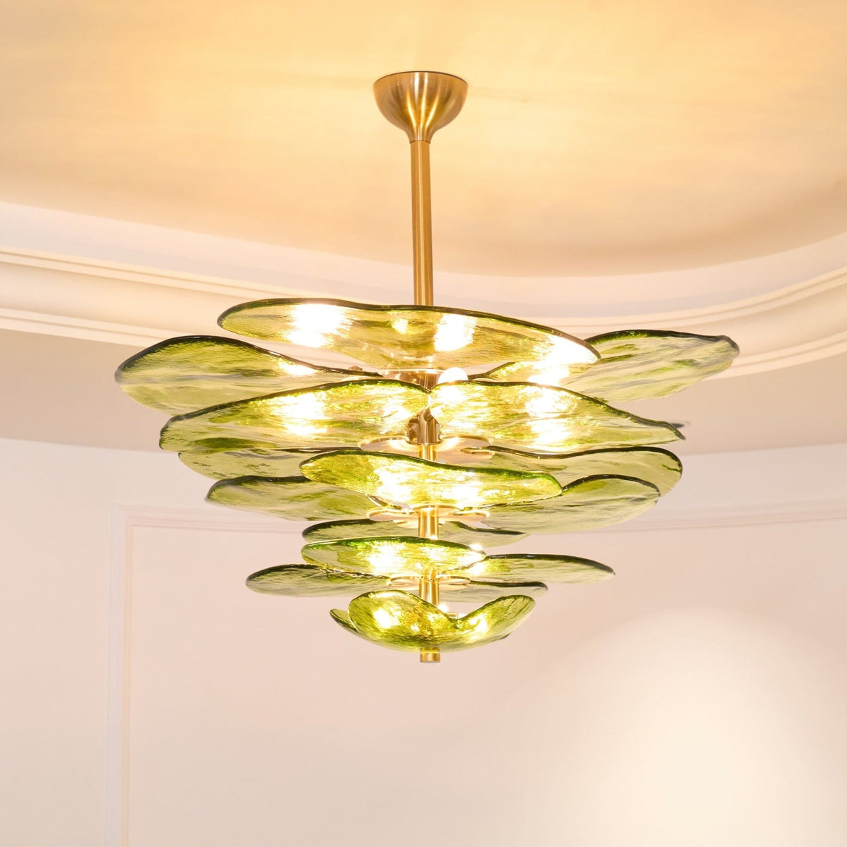 Lotus Leaf Layered Glass Chandelier