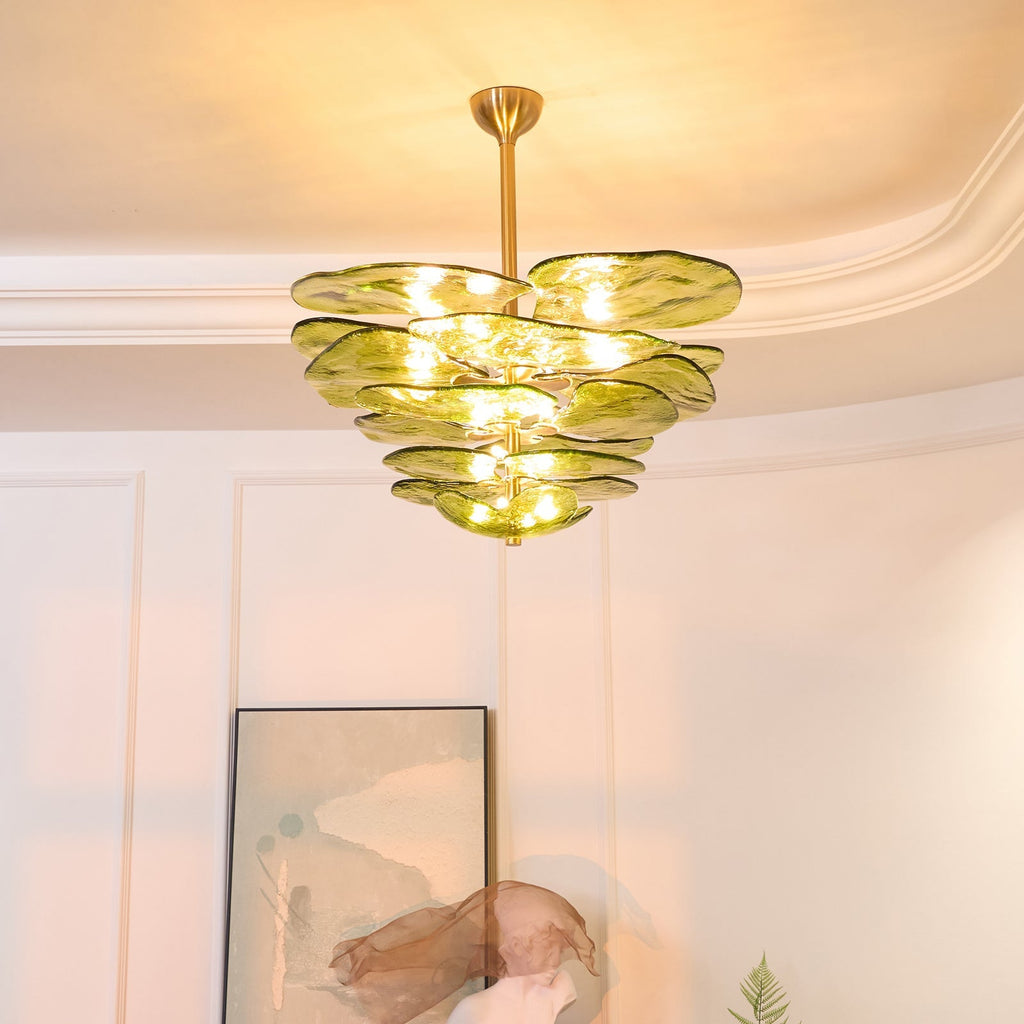 Lotus Leaf Layered Glass Chandelier