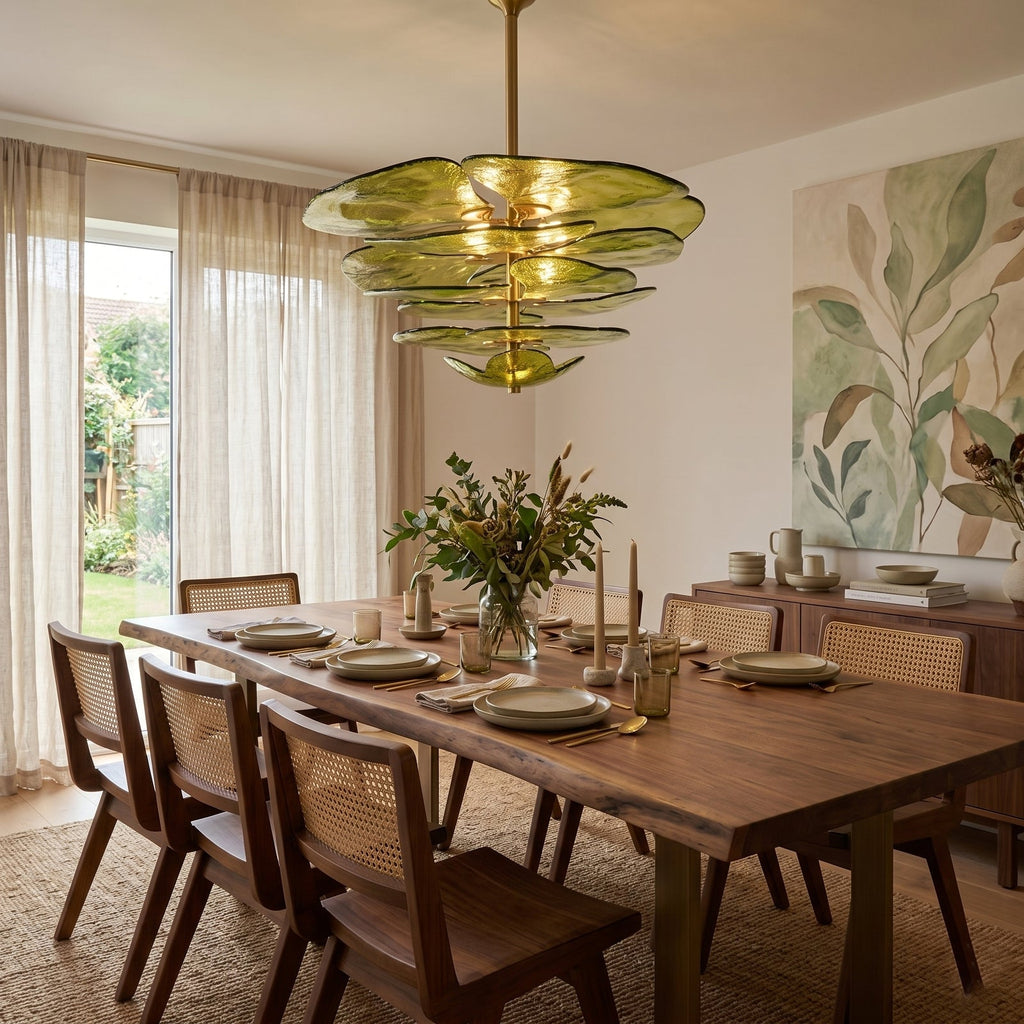 Lotus Leaf Layered Glass Chandelier