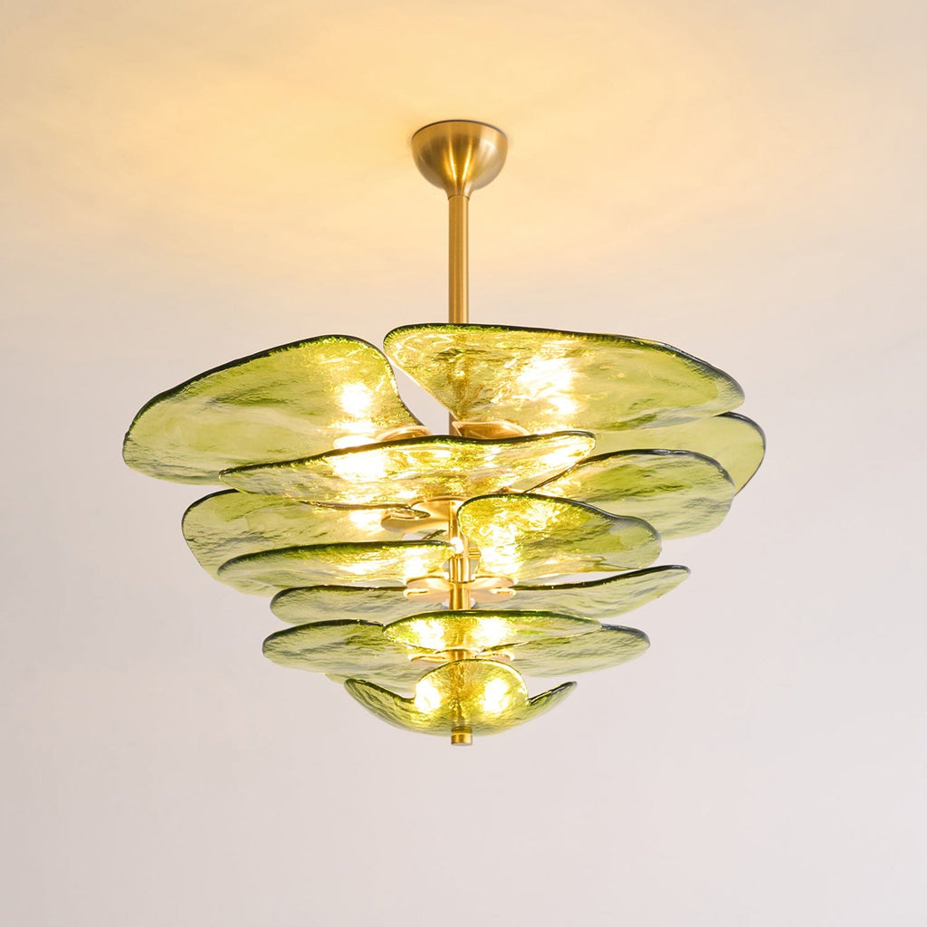 Lotus Leaf Layered Glass Chandelier