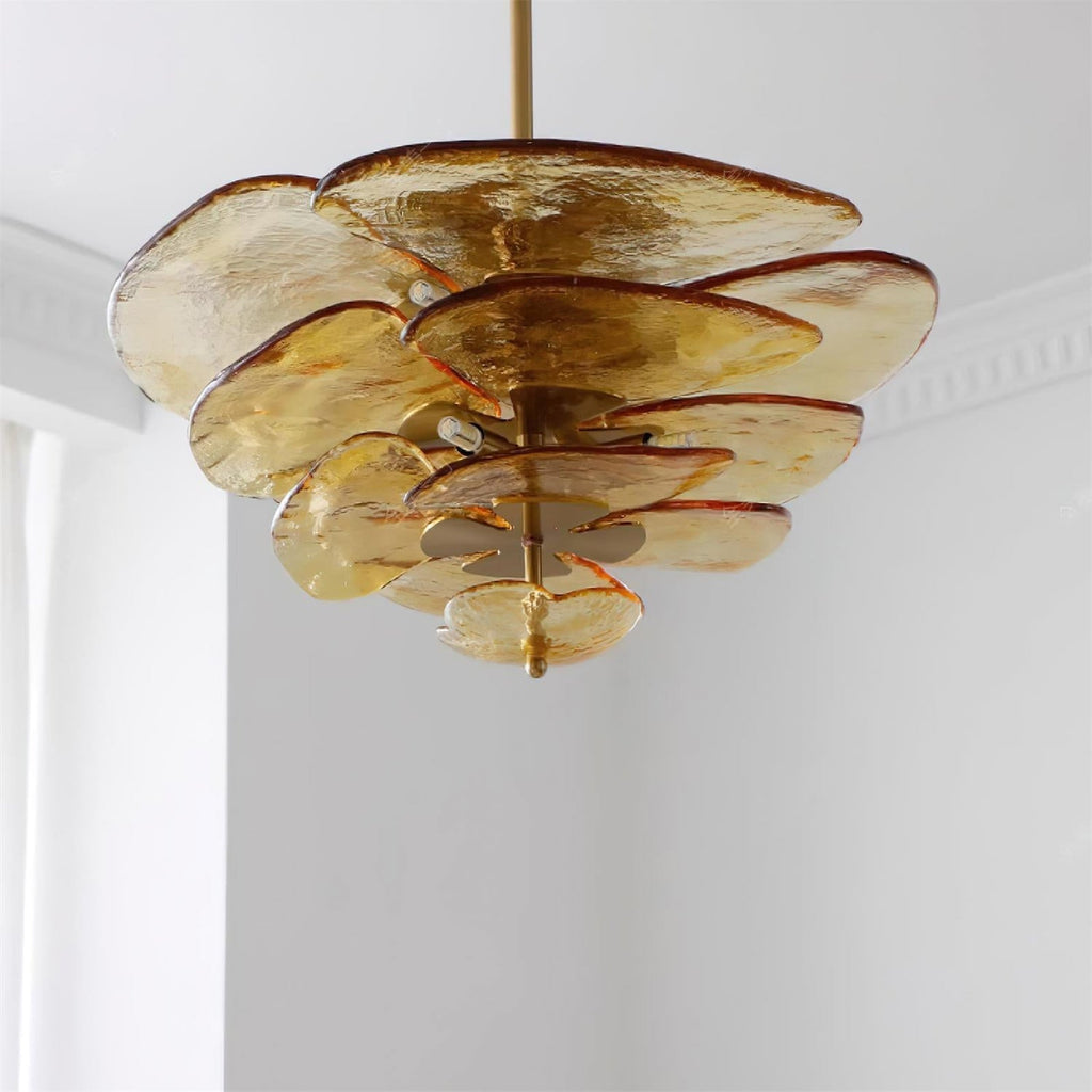 Lotus Leaf Layered Glass Chandelier