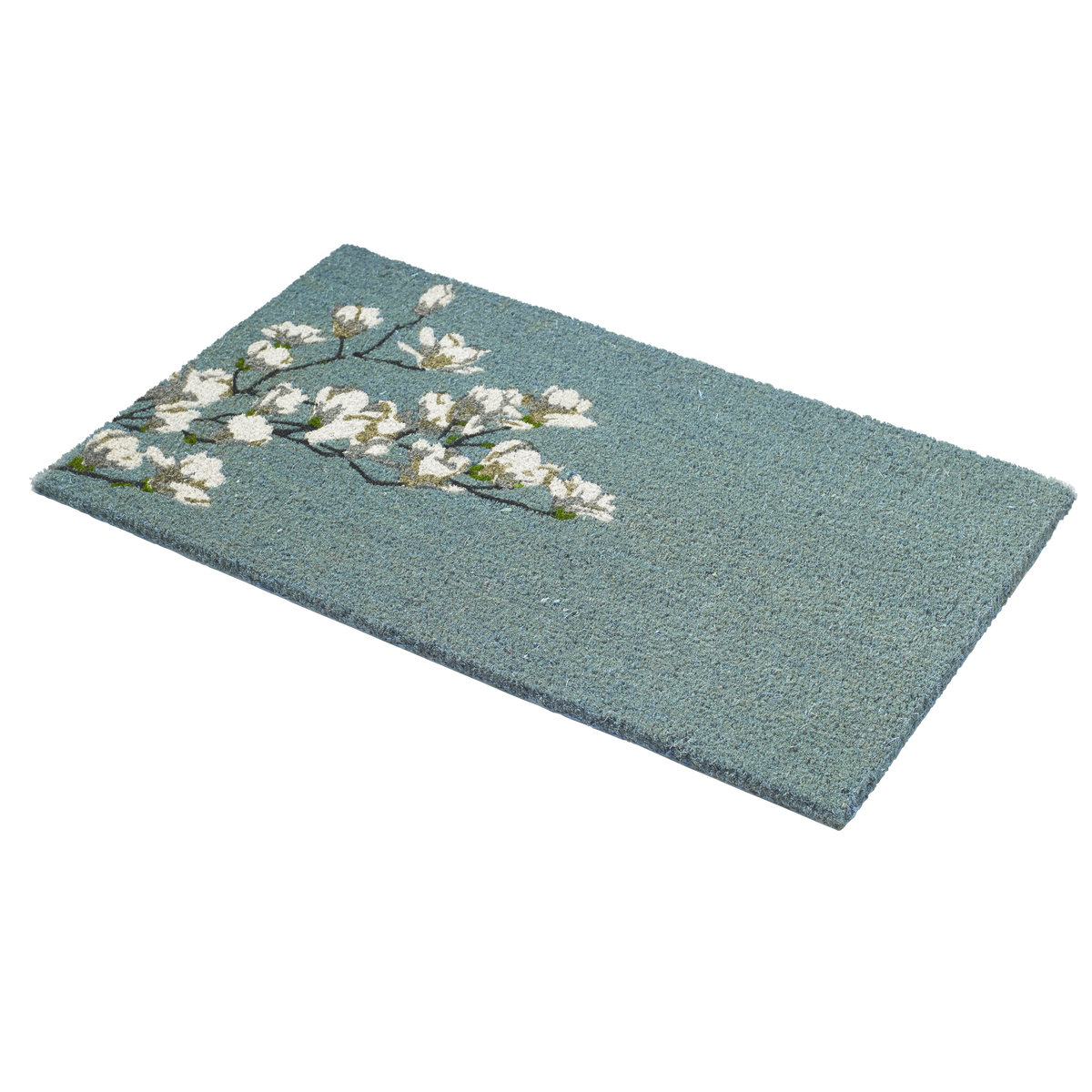 Magnolia Branch - Blue Coir Doormat
