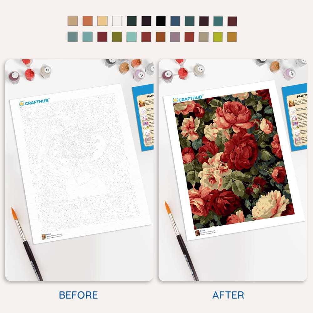 Vintage Red Roses - Paint By Numbers Kit