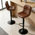 Adjustable Height Counter Height Bar Stools Set of 2,360 Swivel PU Leather Bar Chairs with Backrest Padded Seat Footrest for Kitchen Island Home Bar Restaurant
