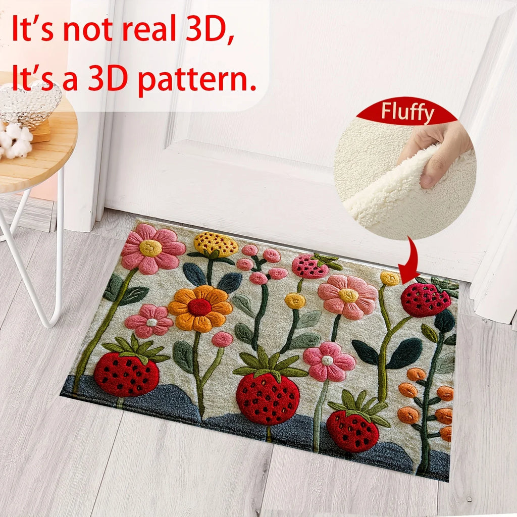 VIKAMA2D Garden Flower Doormat Rug For Bedroom Living Room Carpet Fireplace Floor Mat Kitchen Rug Non-slip Bathroom Mat Home Dec