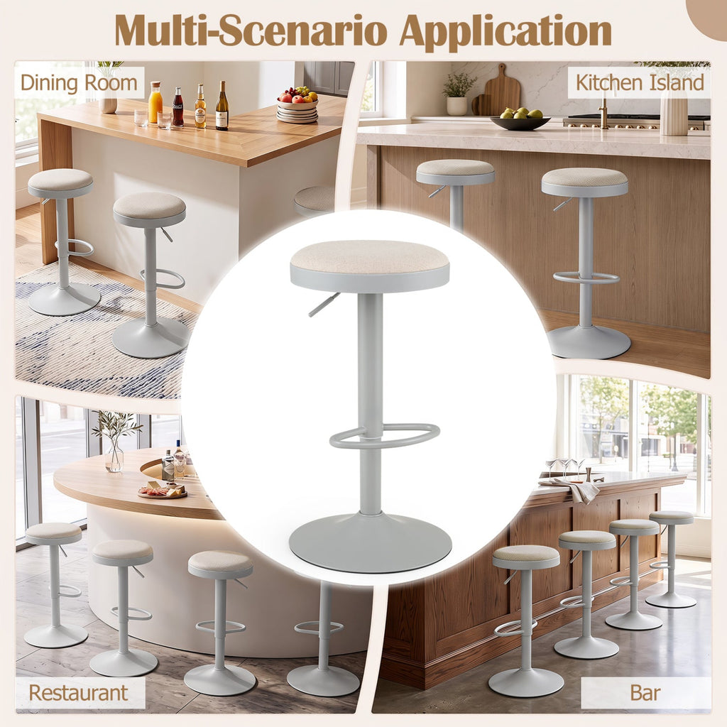 Adjustable Bar Stools Set of 2 with Padded Seat