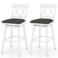 Set of 2 Swivel Bar Stools Counter Height Barstools with Backrest Upholstered Seat Cushion