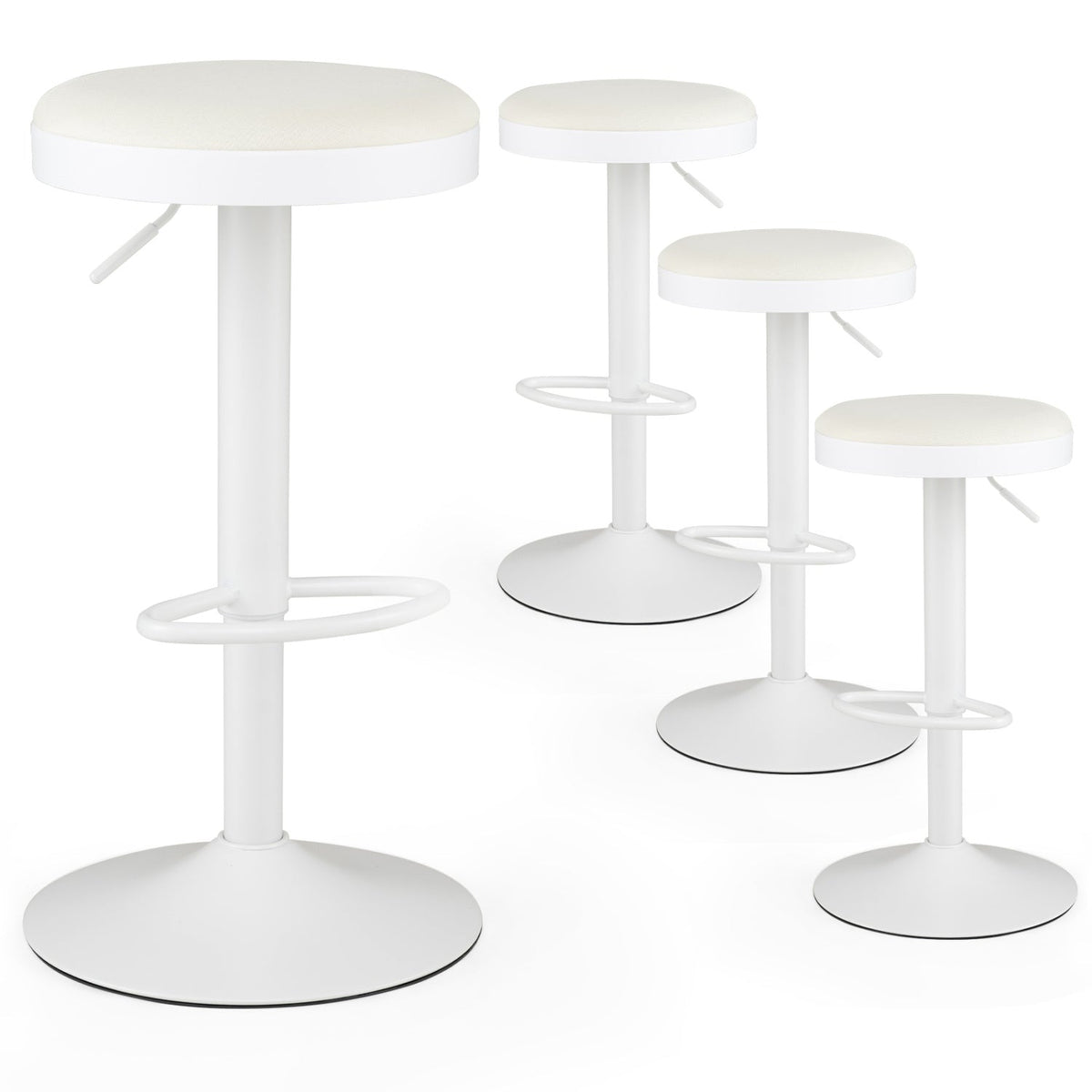 Adjustable Swivel Bar Stools Set of 4 with Padded Seats