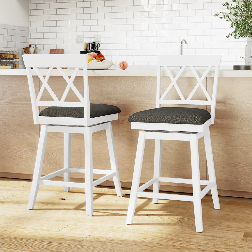 Swivel Bar Stools Set of 4 Counter Height Barstools with Backrest Upholstered Seat Cushion