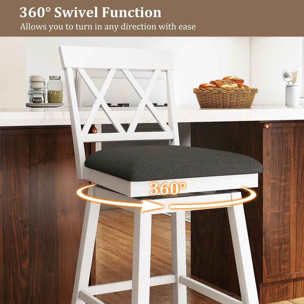 Swivel Bar Stools Set of 4 Counter Height Barstools with Backrest Upholstered Seat Cushion