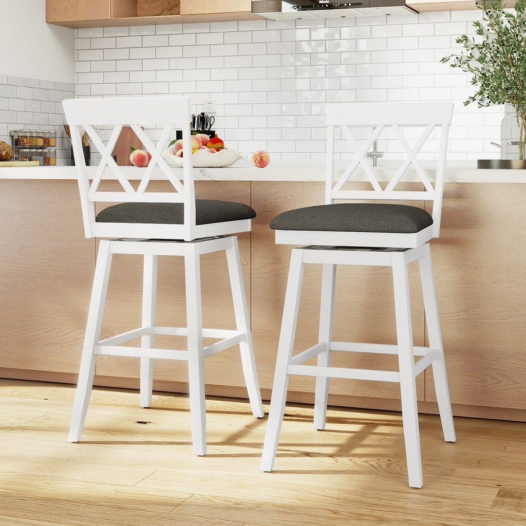Swivel Bar Stools Set of 4 Counter Height Barstools with Backrest Upholstered Seat Cushion