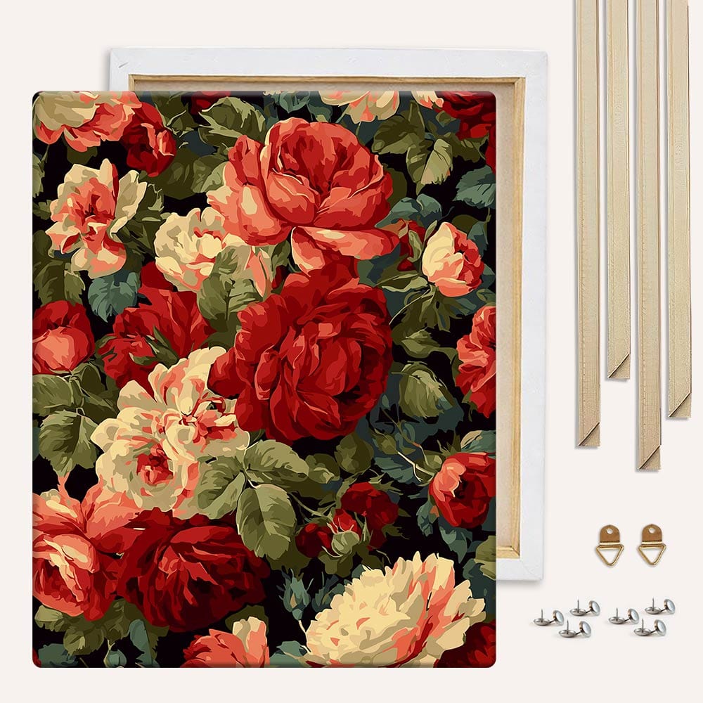 Vintage Red Roses - Paint By Numbers Kit