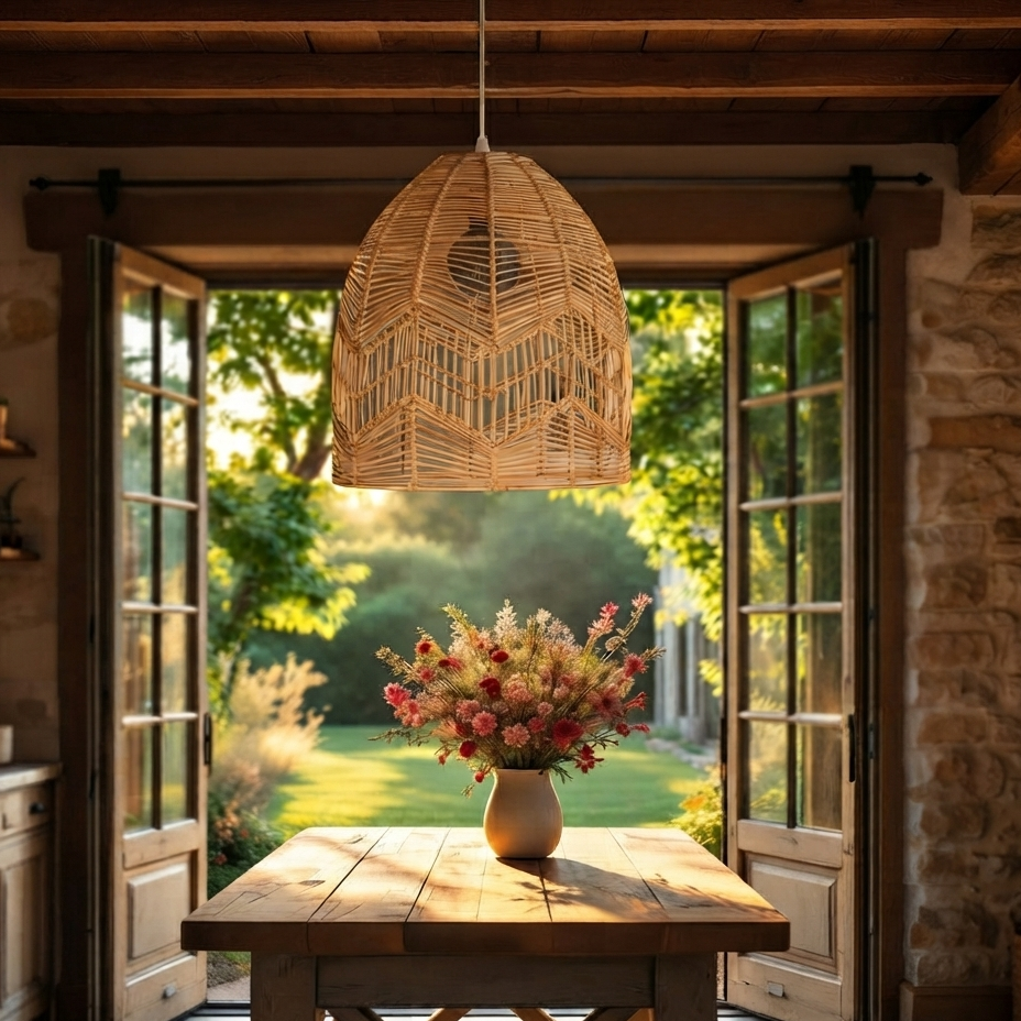 Elegant Rattan Pendant Chandelier | Wabi-Sabi Rattan Pendant Light