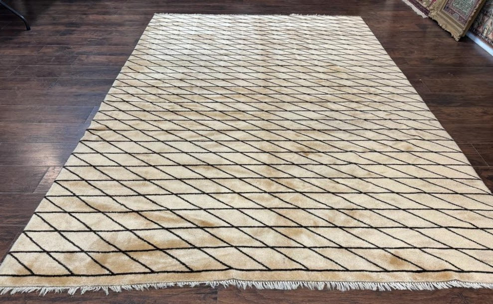 German Rug 7x10, Vintage Handmade Carpet, Contemporary